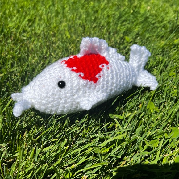 Hand Crocheted White and Orange Koi Fish Stuffed Animal Plushie! - Picture 6 of 16